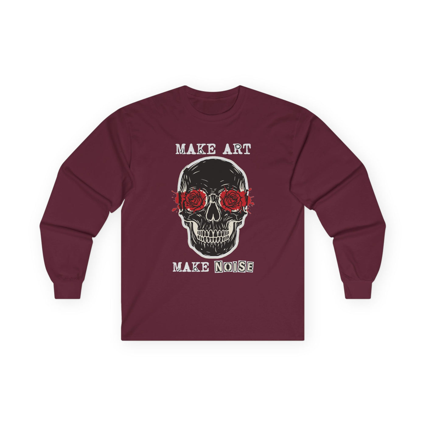 Make Art Make Noise Linocut Skull Long Sleeve
