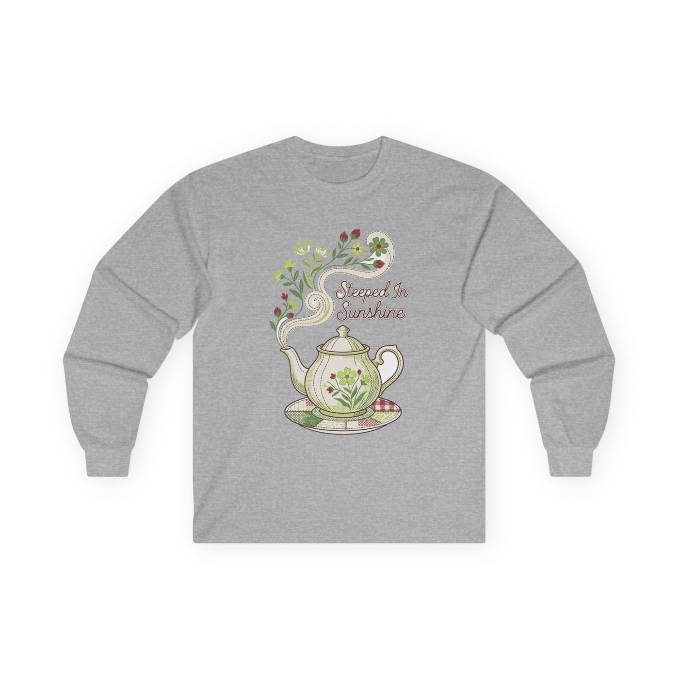 Steeped In Sunshine Faux Stitch Teapot Long Sleeve