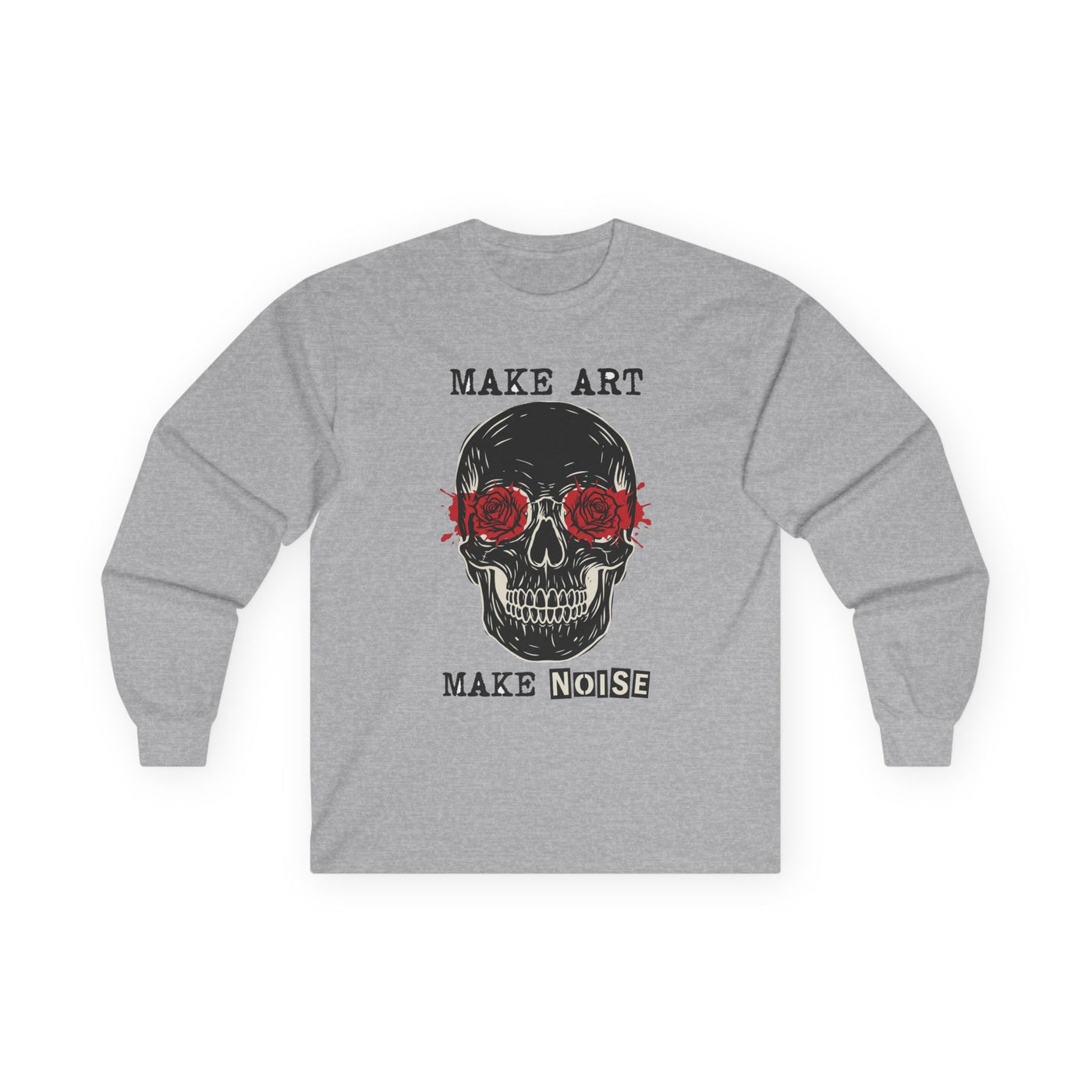 Make Art Make Noise Linocut Skull Long Sleeve