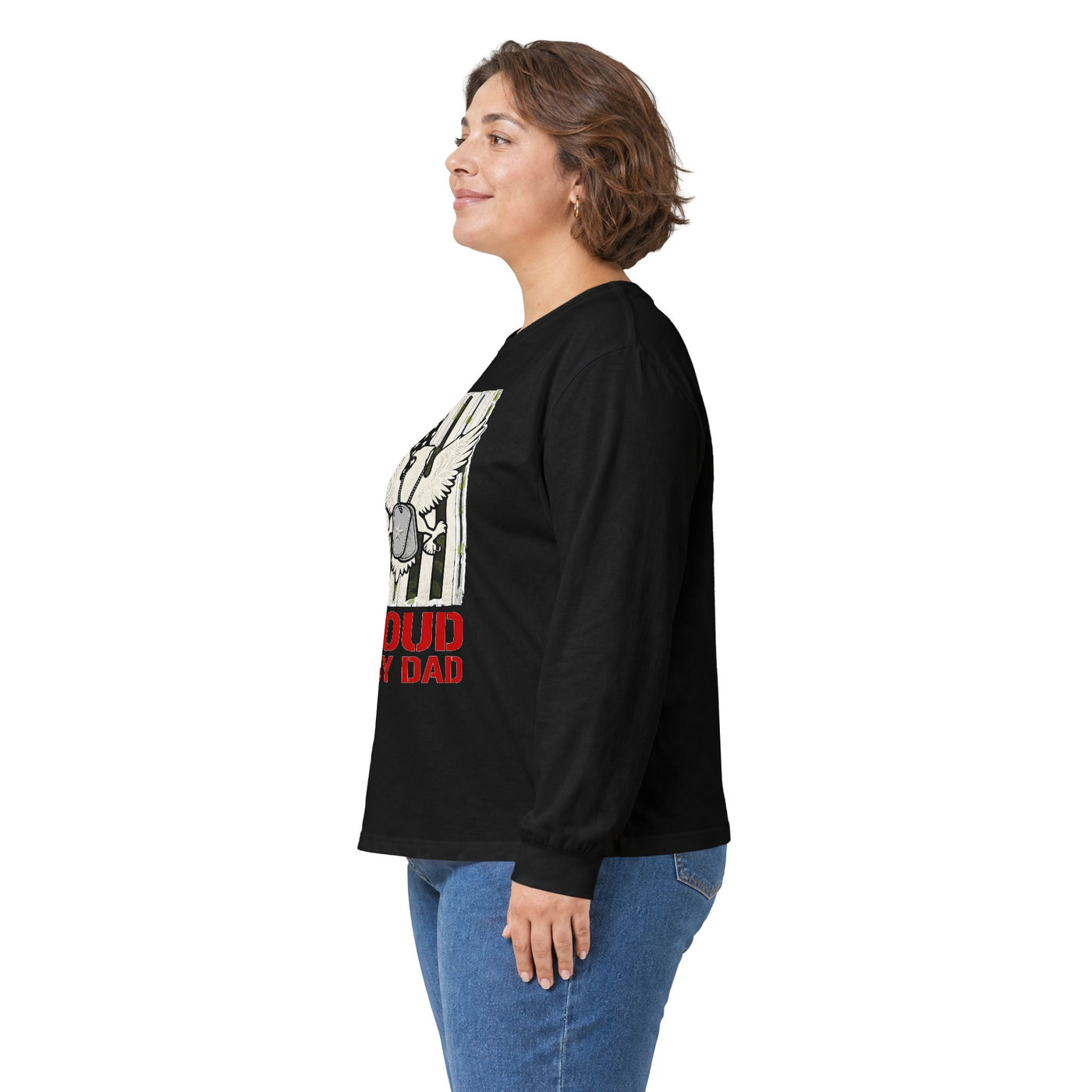Proud Army Dad Dog Tags & Flag Long Sleeve
