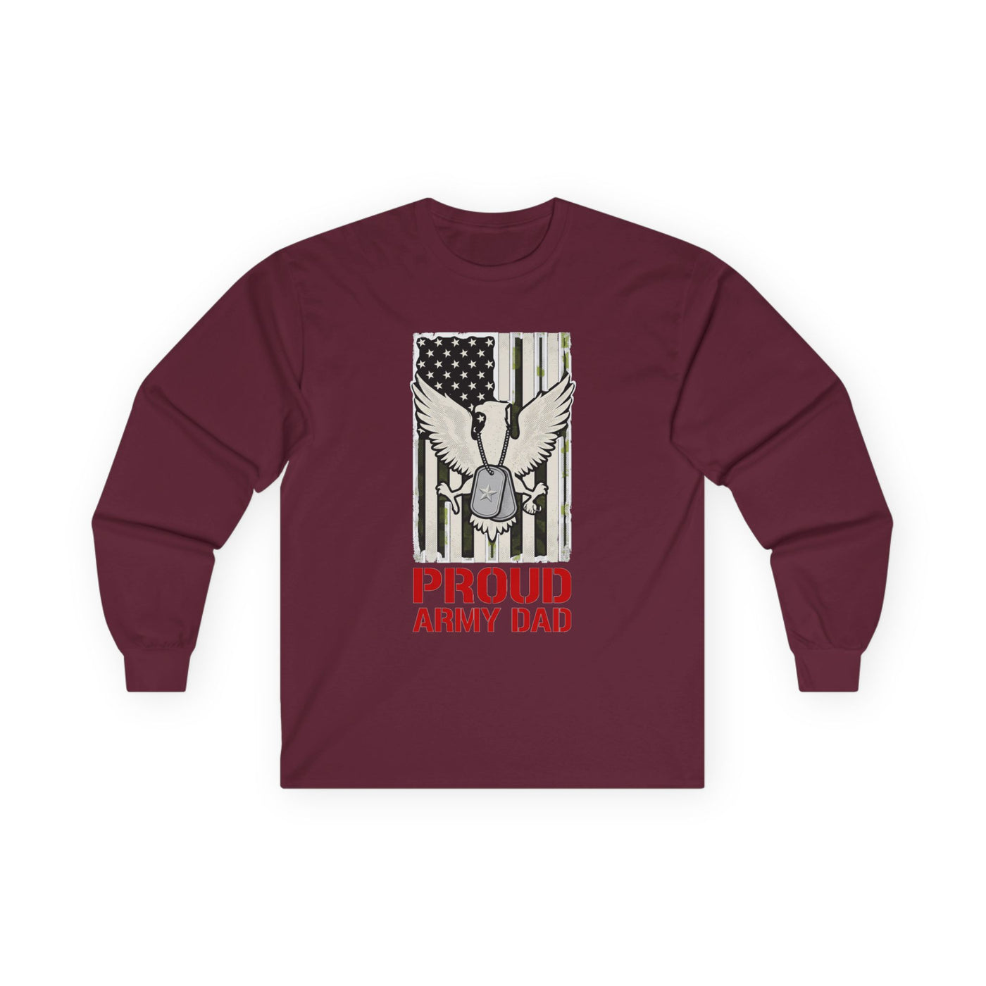 Proud Army Dad Dog Tags & Flag Long Sleeve