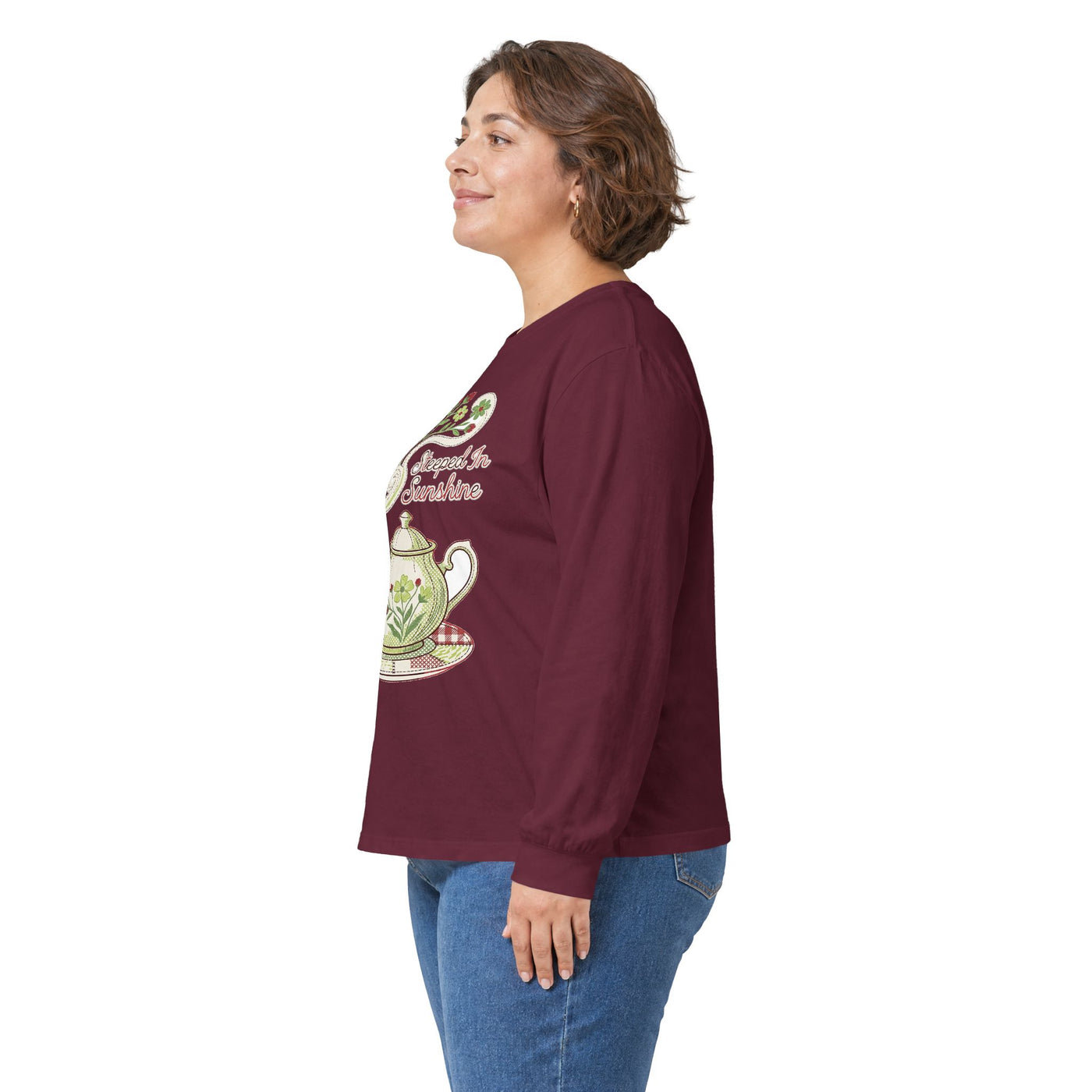 Steeped In Sunshine Faux Stitch Teapot Long Sleeve