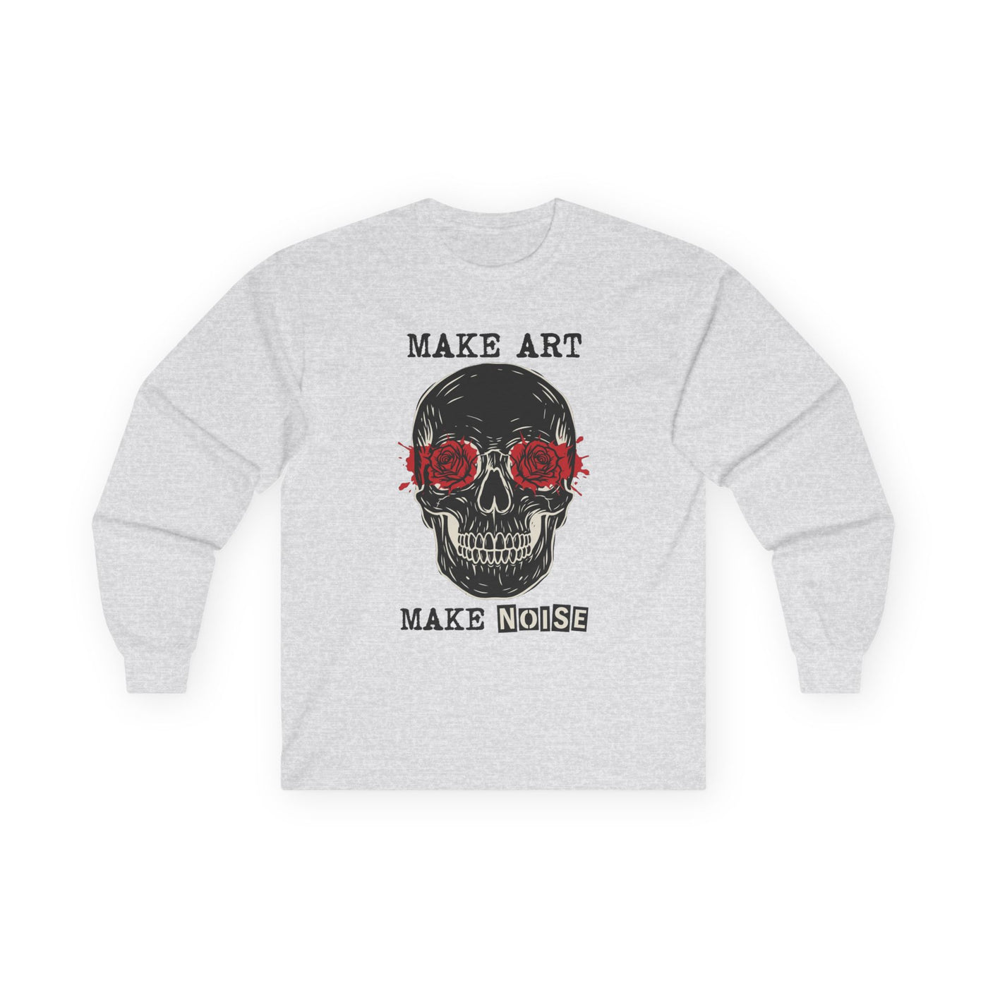 Make Art Make Noise Linocut Skull Long Sleeve