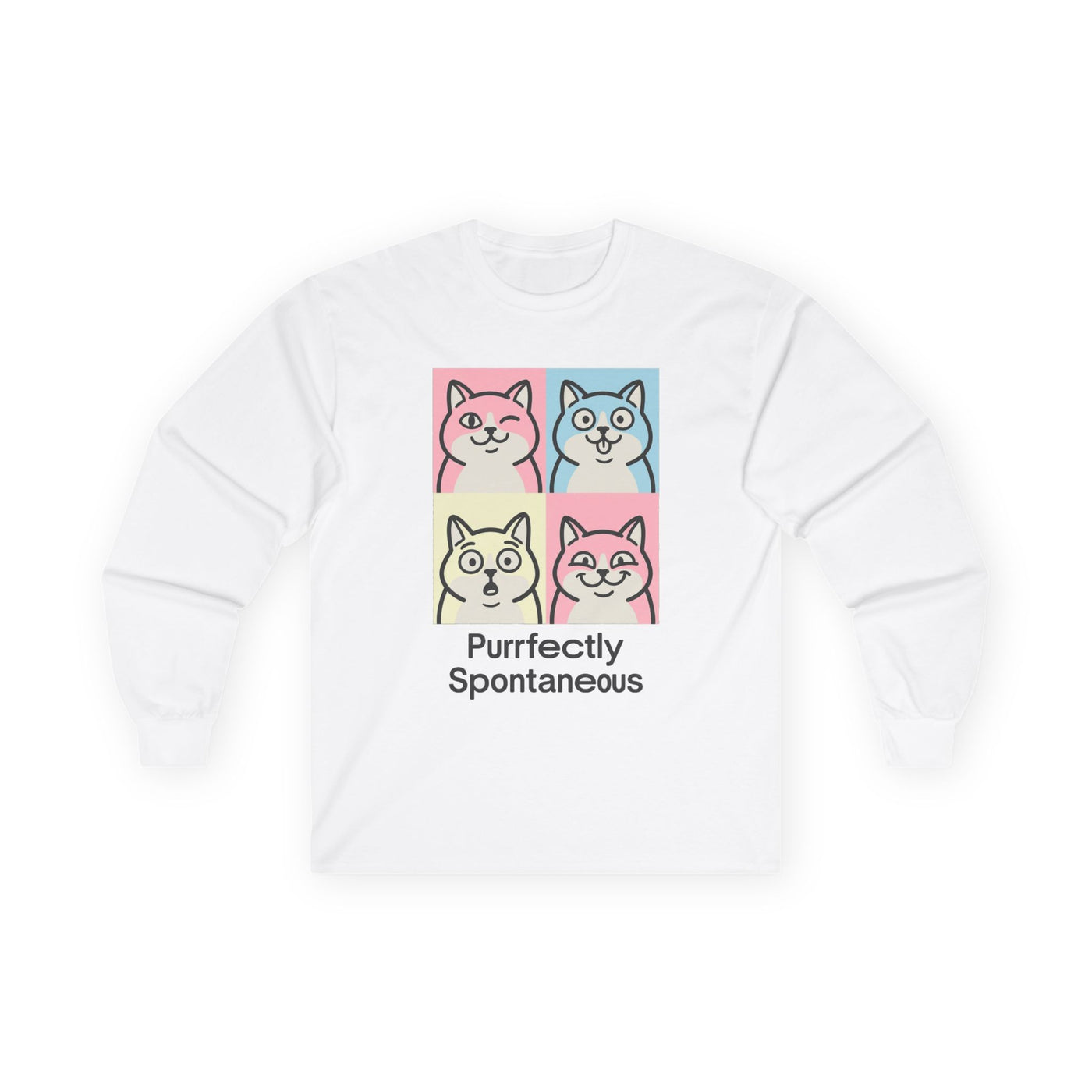 Pastel Pop Art Kitten Grid Long Sleeve