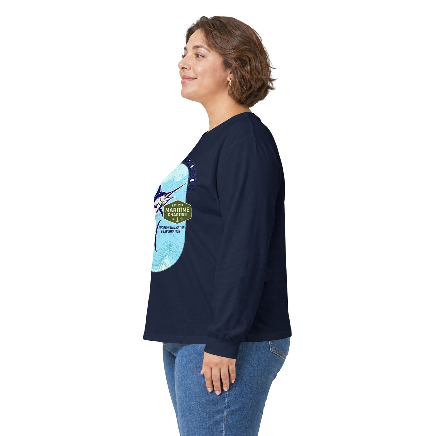 Coastal Bathymetry Marlin Badge Long Sleeve