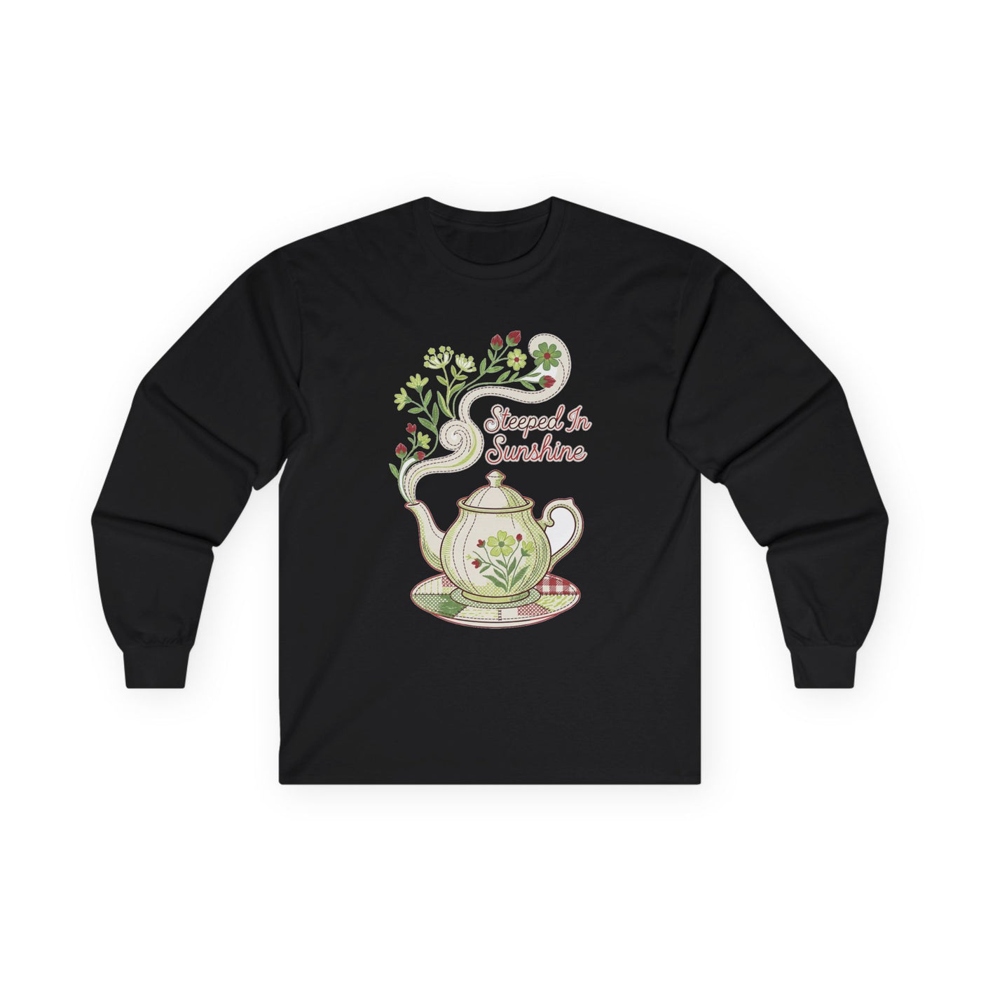 Steeped In Sunshine Faux Stitch Teapot Long Sleeve