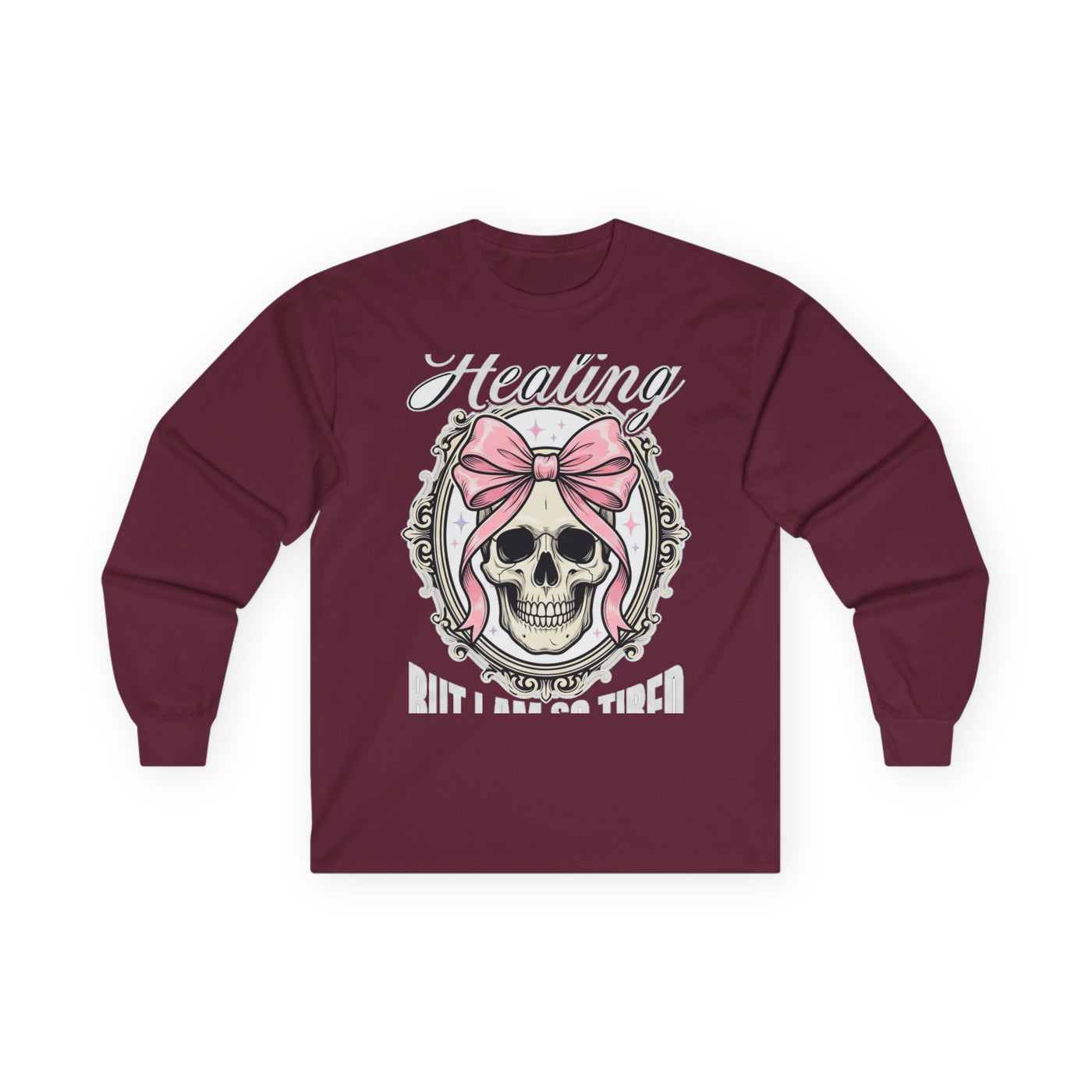 Healing But Exhausted Coquette Skull Long Sleeve