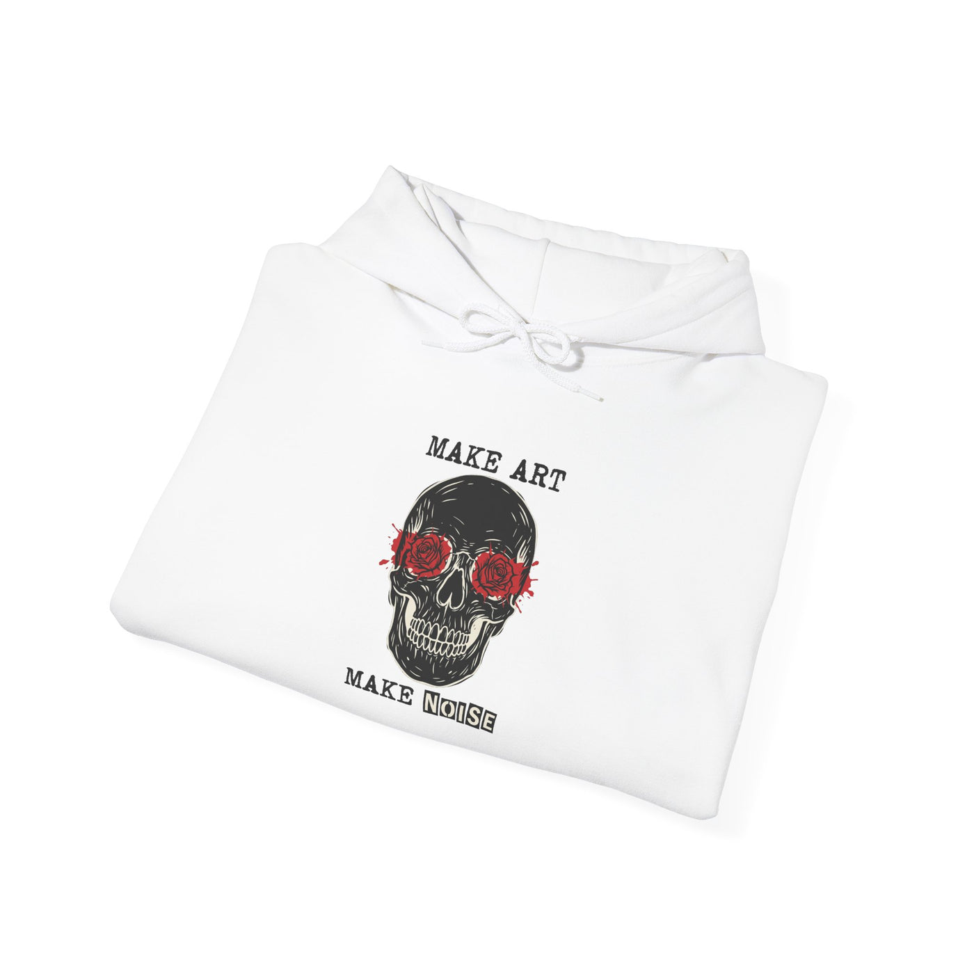 Make Art Make Noise Linocut Skull Hoodie