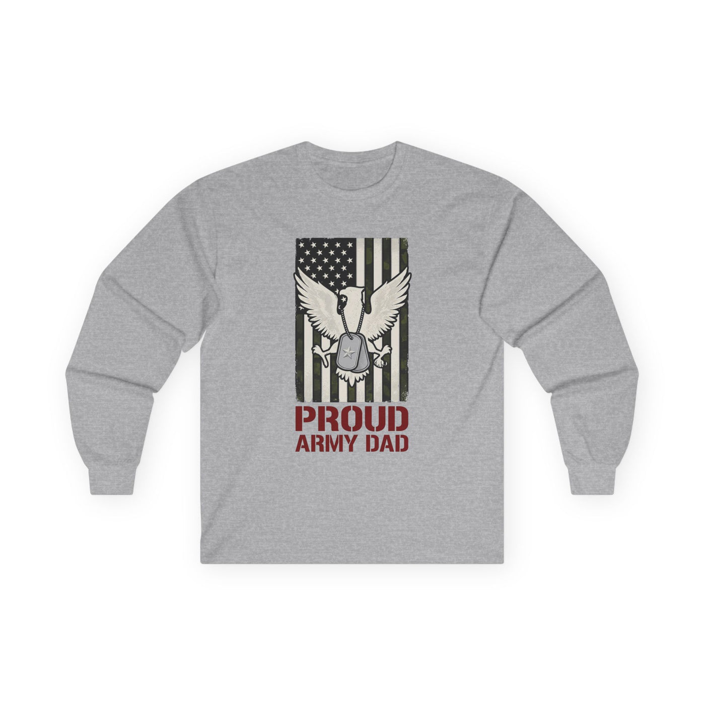 Proud Army Dad Dog Tags & Flag Long Sleeve