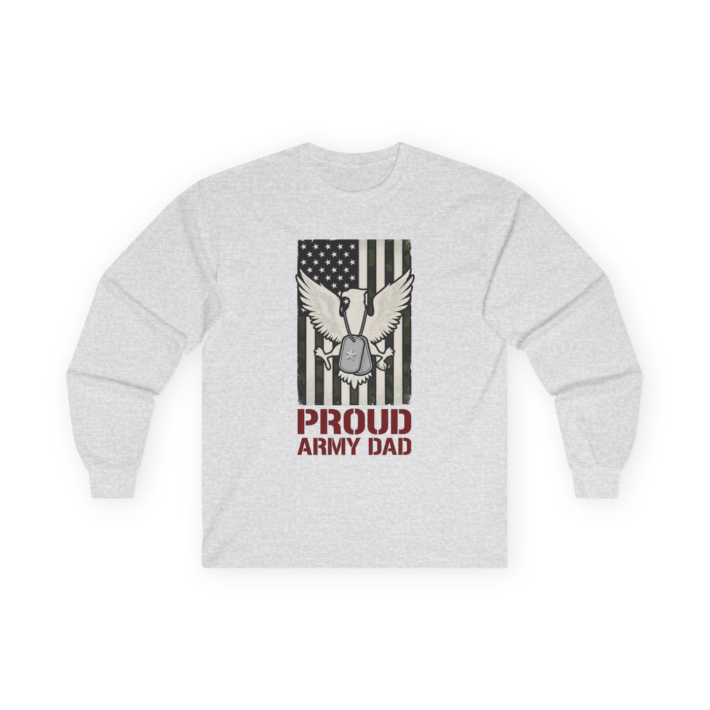 Proud Army Dad Dog Tags & Flag Long Sleeve