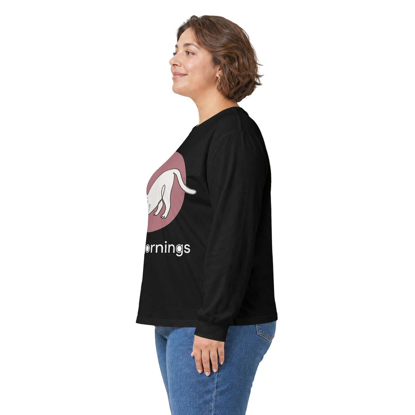 Minimalist Single-Line Stretching Cat Long Sleeve