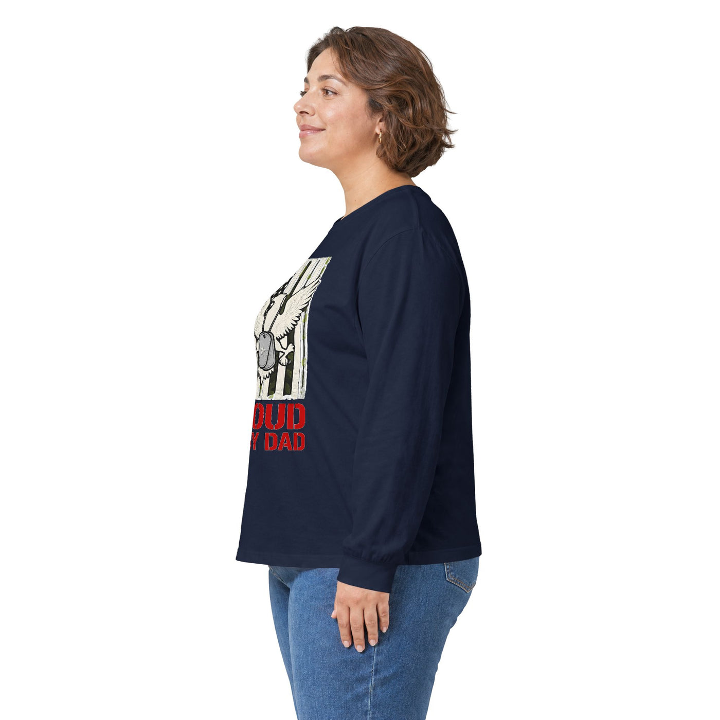 Proud Army Dad Dog Tags & Flag Long Sleeve