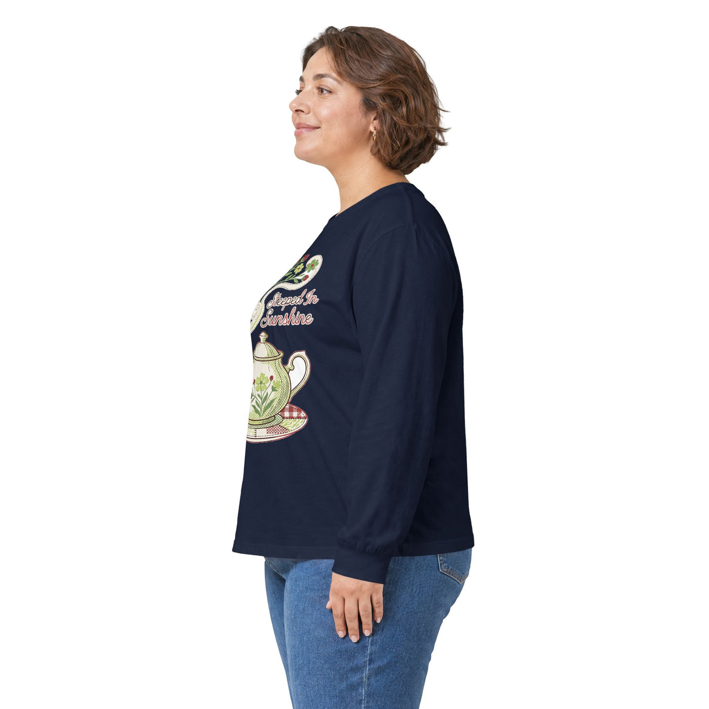 Steeped In Sunshine Faux Stitch Teapot Long Sleeve