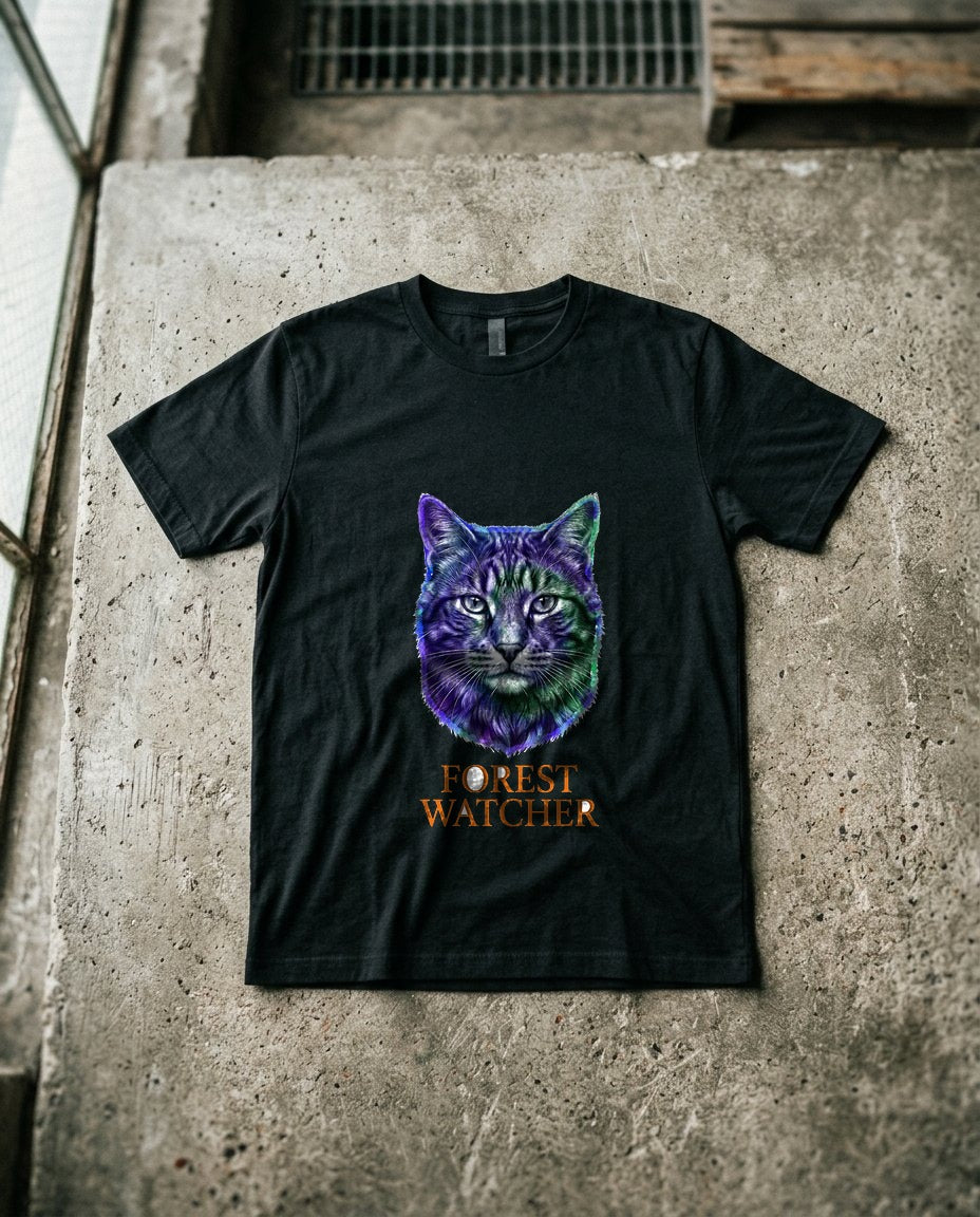 Mystical Mountain Cat Stare Tie-Dye — lifestyle photo