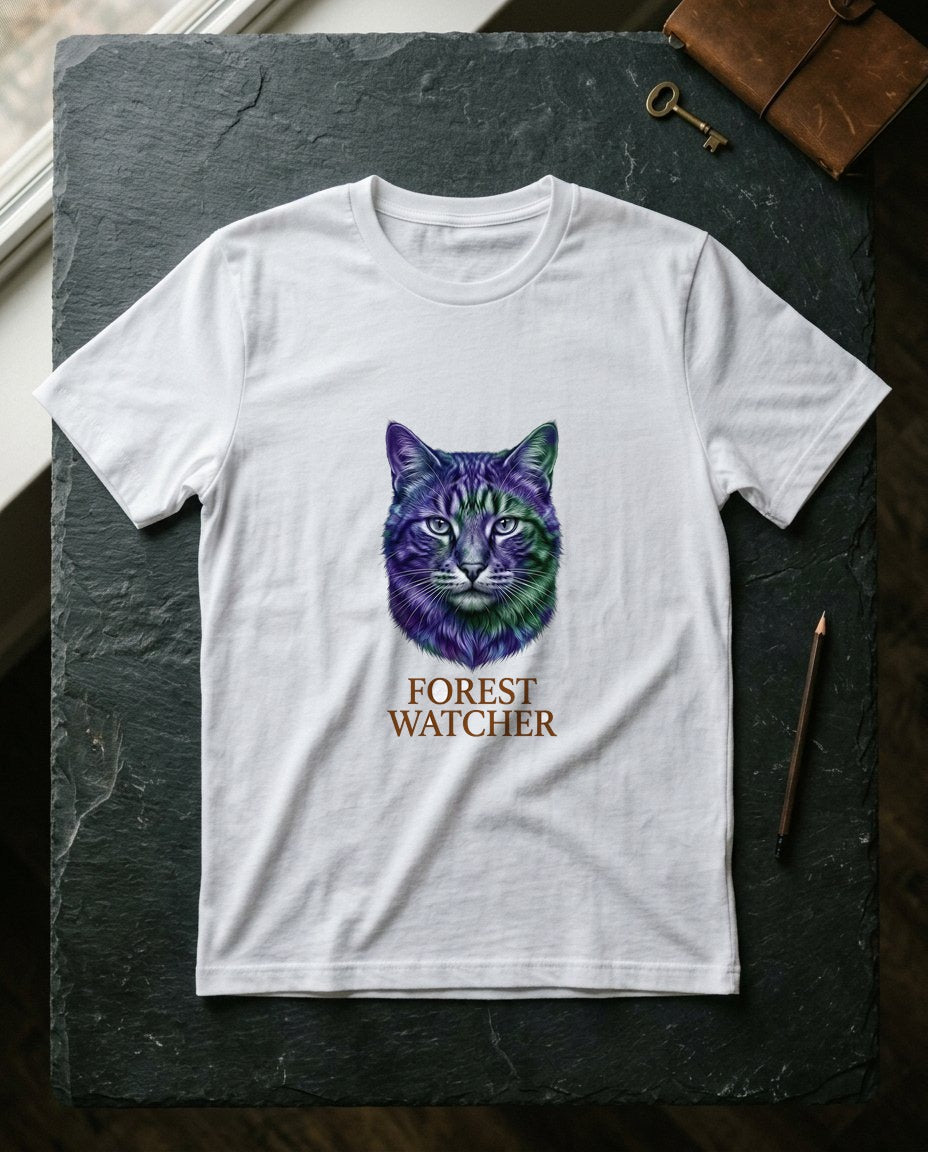 Mystical Mountain Cat Stare Tie-Dye — lifestyle photo