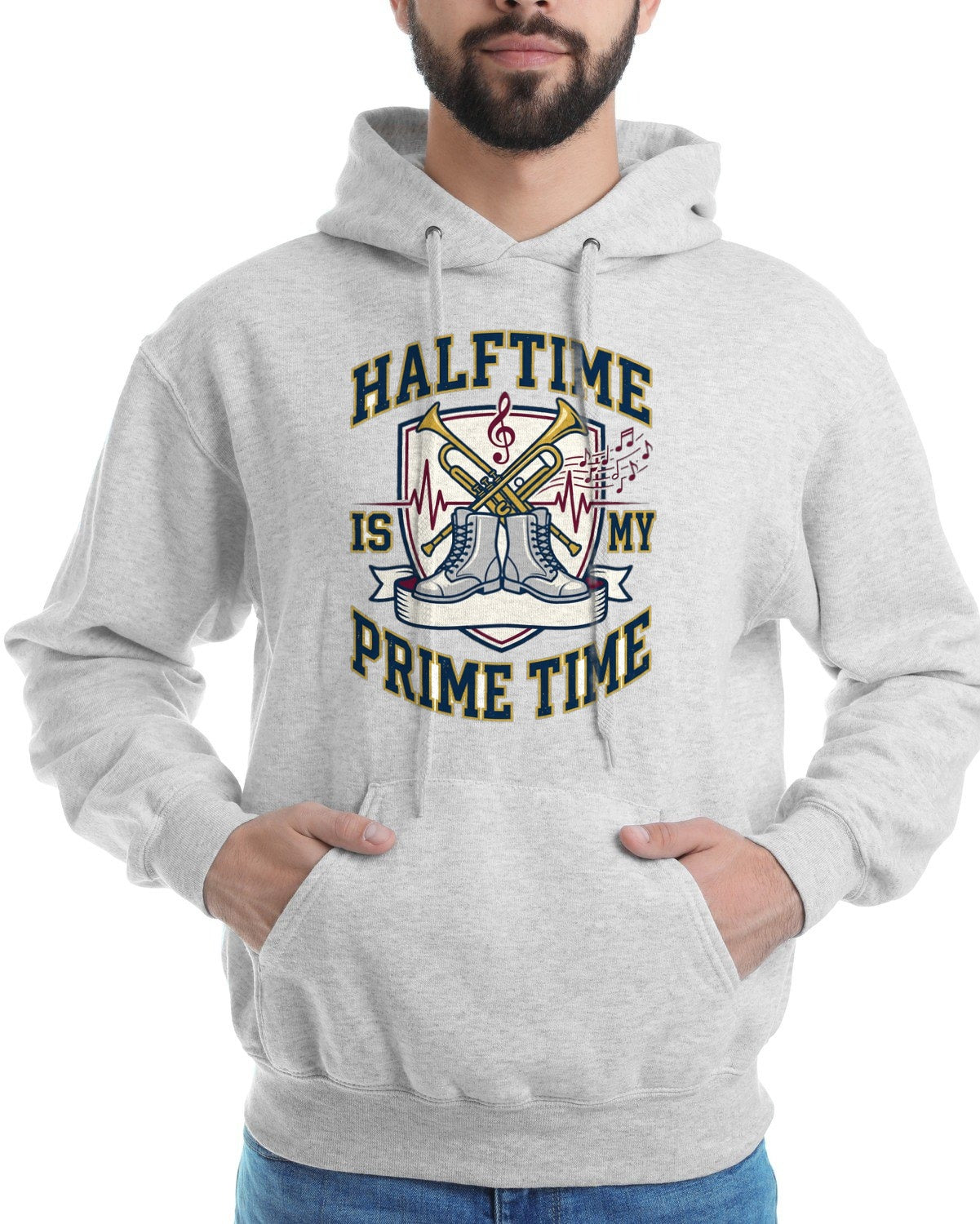Halftime Is My Prime Time Marching Crest — lifestyle photo