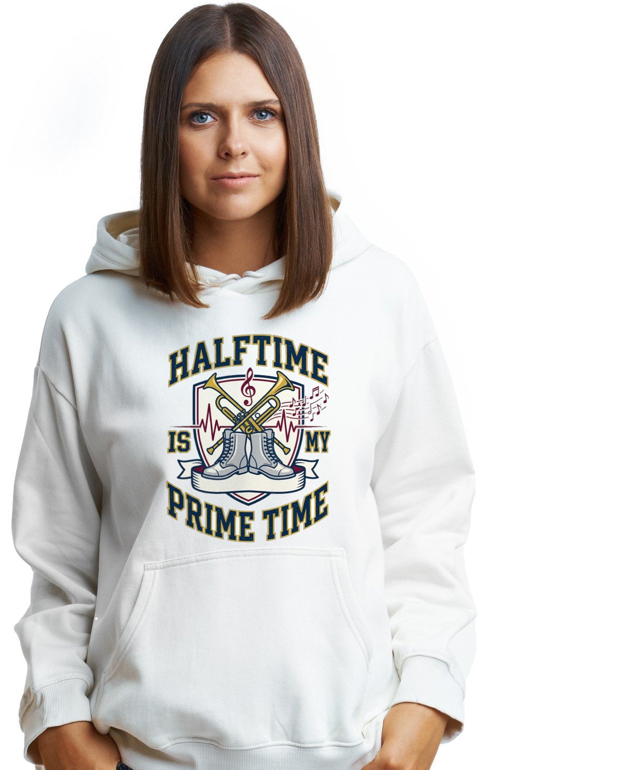 Halftime Is My Prime Time Marching Crest — lifestyle photo