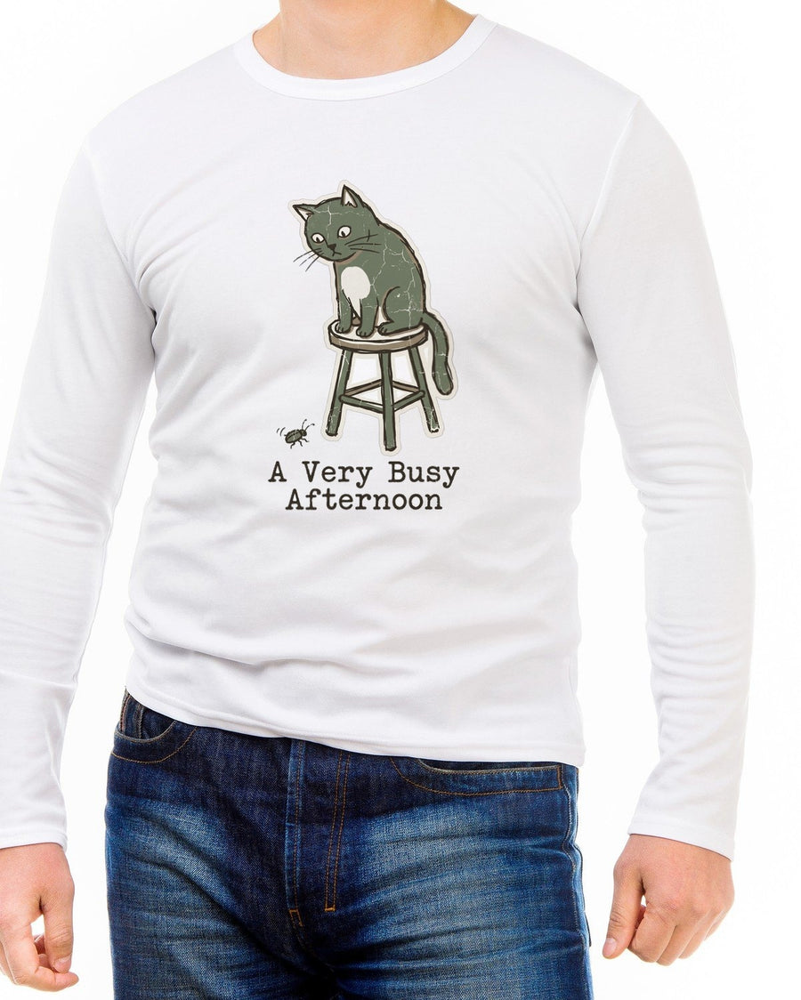 A Very Busy Afternoon Naive Cat Tee — lifestyle photo