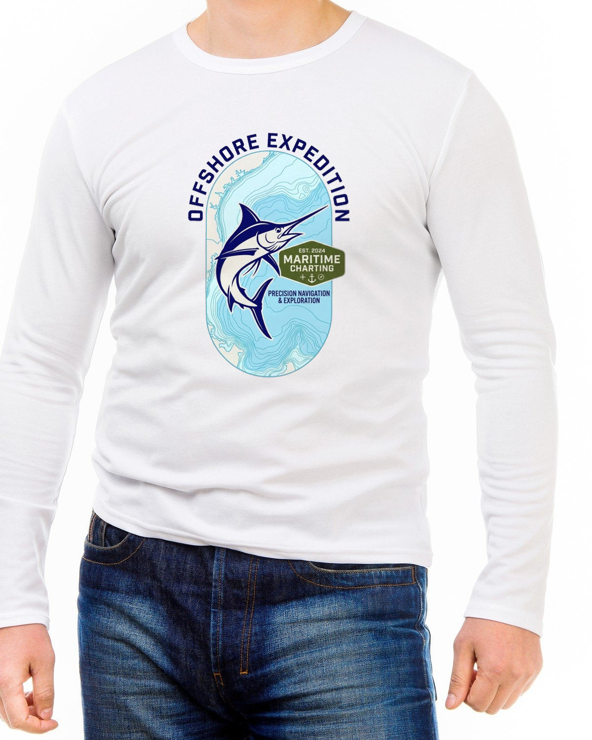 Coastal Bathymetry Marlin Badge — lifestyle photo