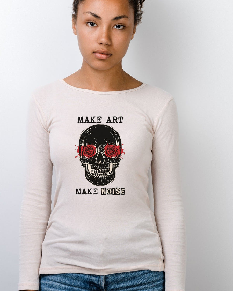 Make Art Make Noise Linocut Skull — lifestyle photo