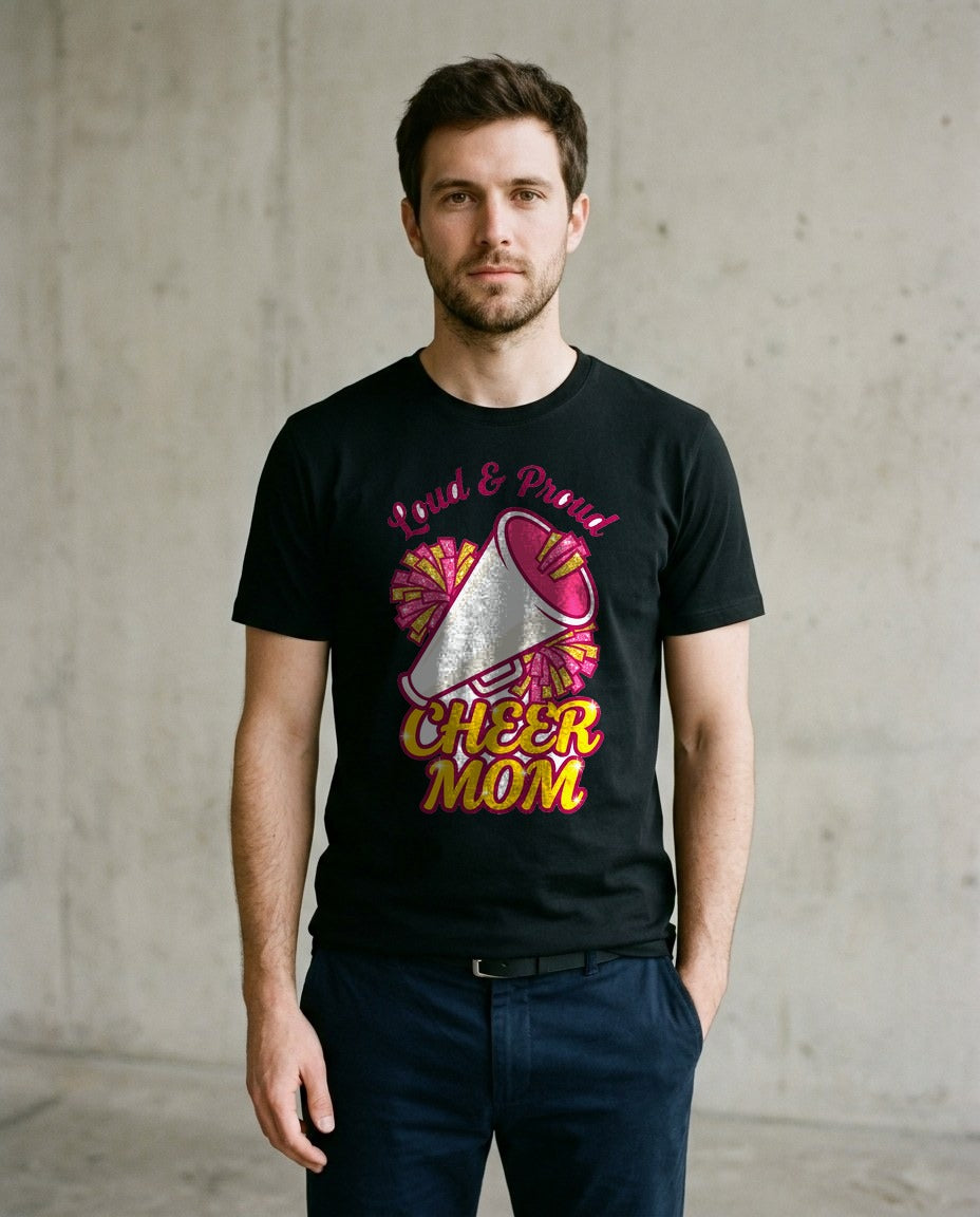 Loud And Proud Cheer Mom T-Shirt — lifestyle photo