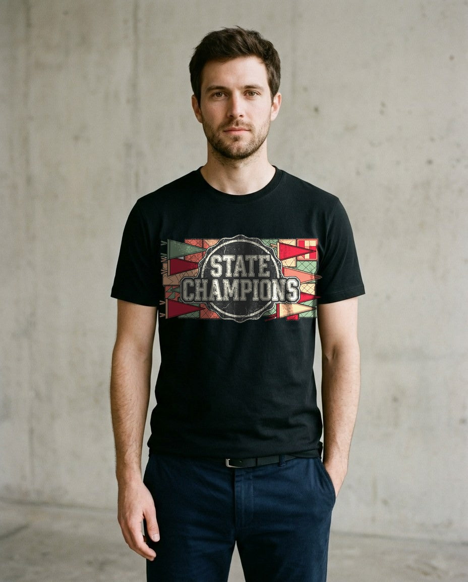 Vintage Varsity Patchwork Tee — lifestyle photo