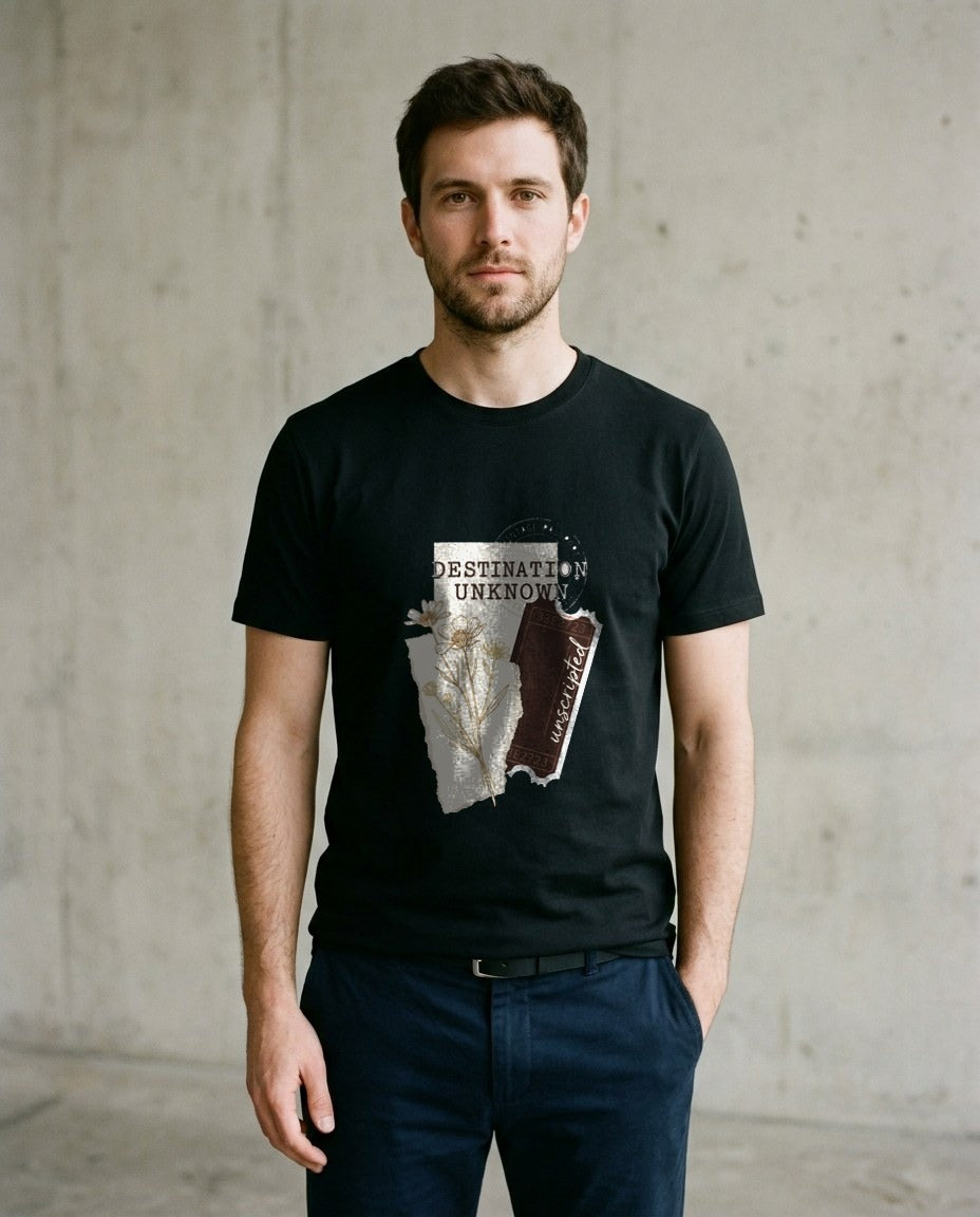 Roam Far Collect Memories Journal Tee — lifestyle photo