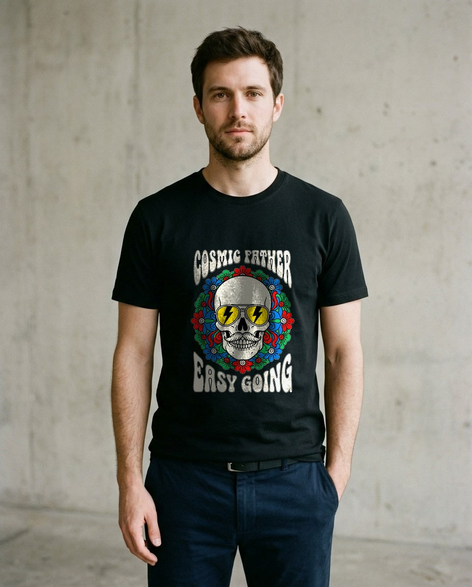 Cosmic Father Retro Skull Graphic — lifestyle photo