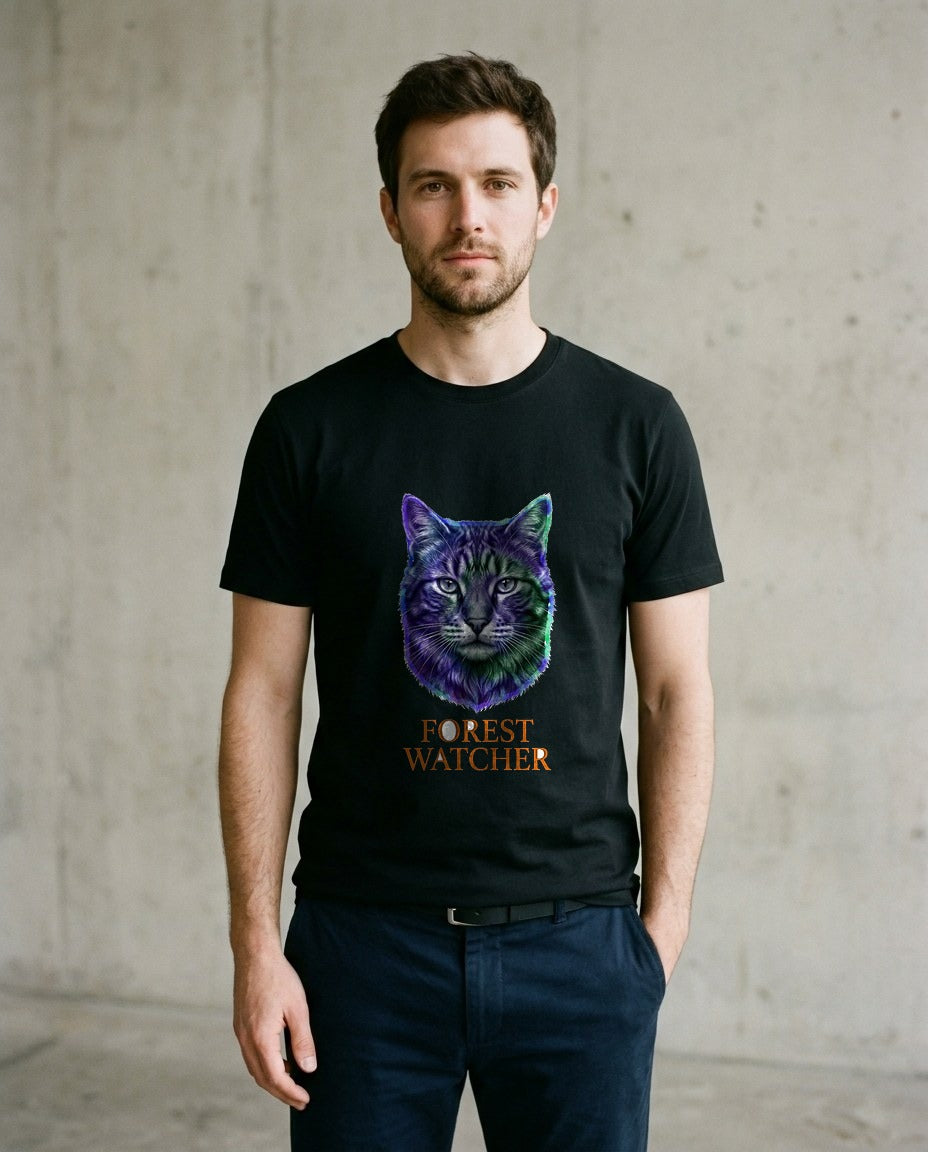 Mystical Mountain Cat Stare Tie-Dye — lifestyle photo