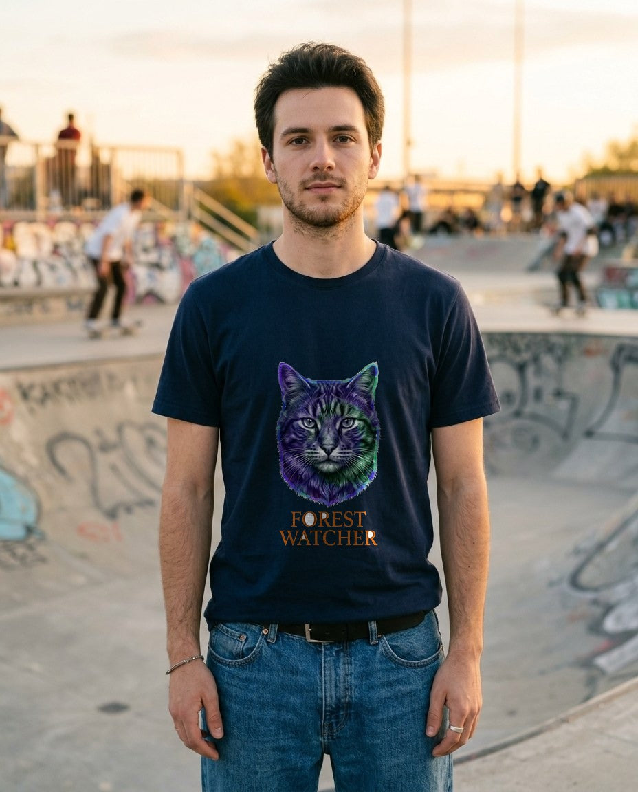 Mystical Mountain Cat Stare Tie-Dye — lifestyle photo