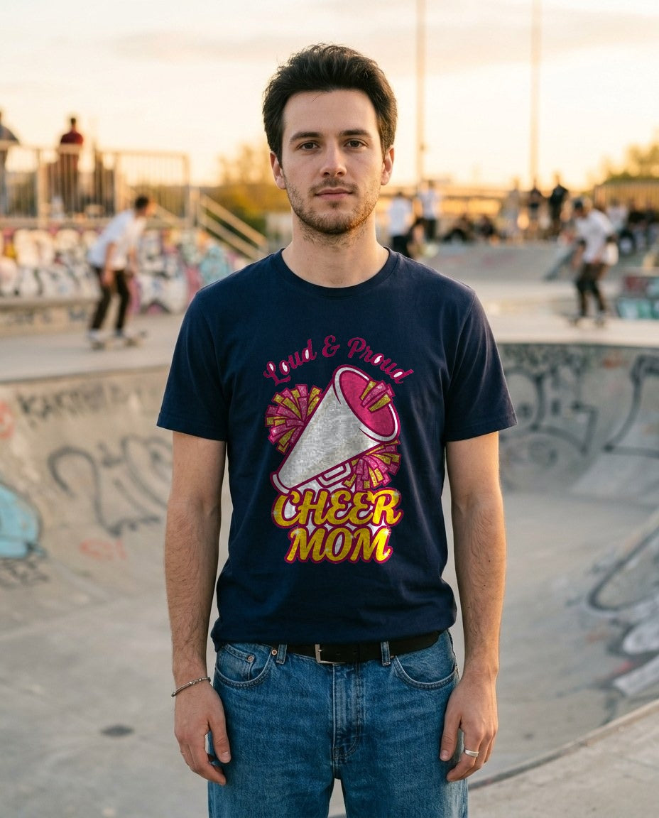 Loud And Proud Cheer Mom T-Shirt — lifestyle photo