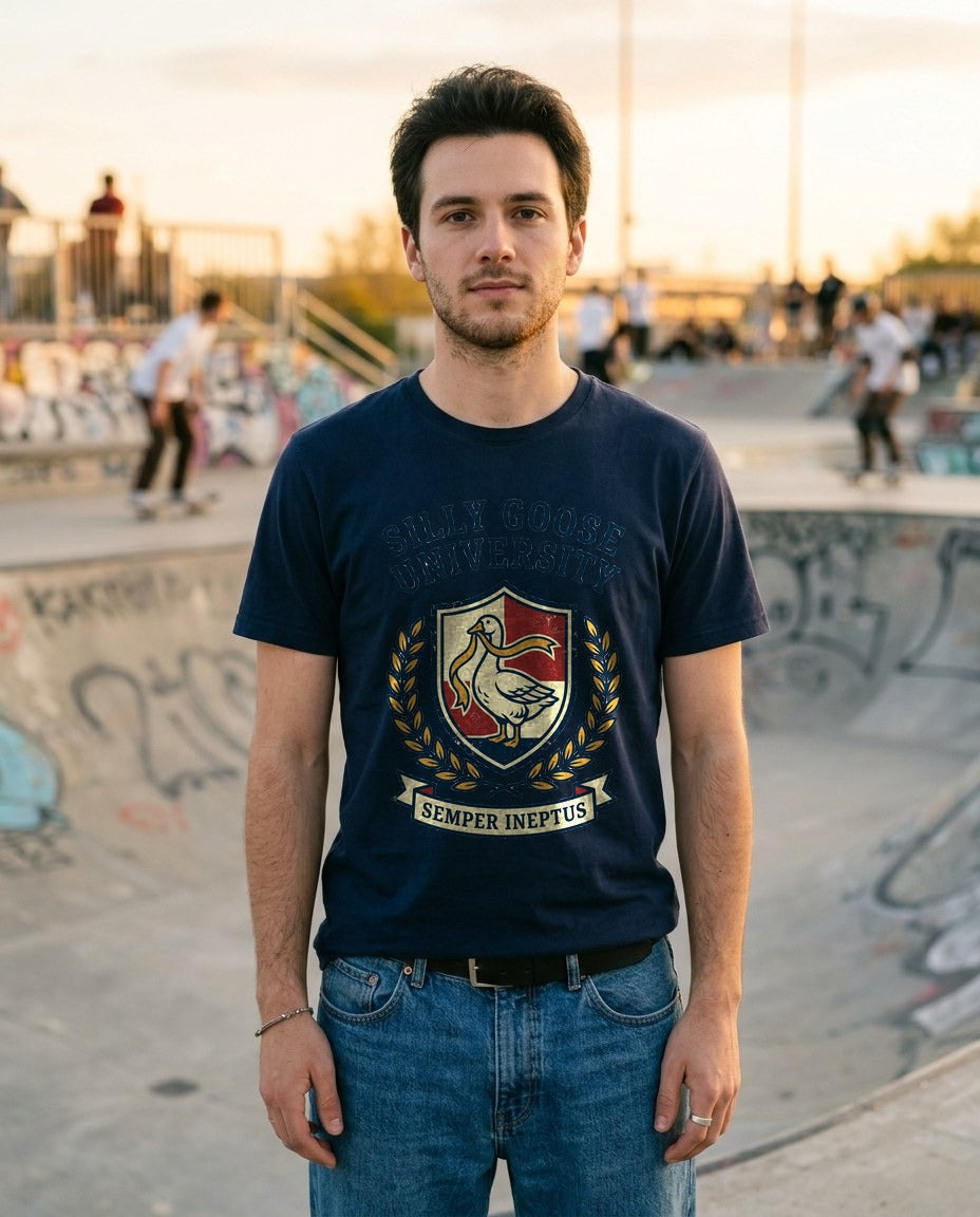 Silly Goose University Alumni Crest T-Shirt — lifestyle photo