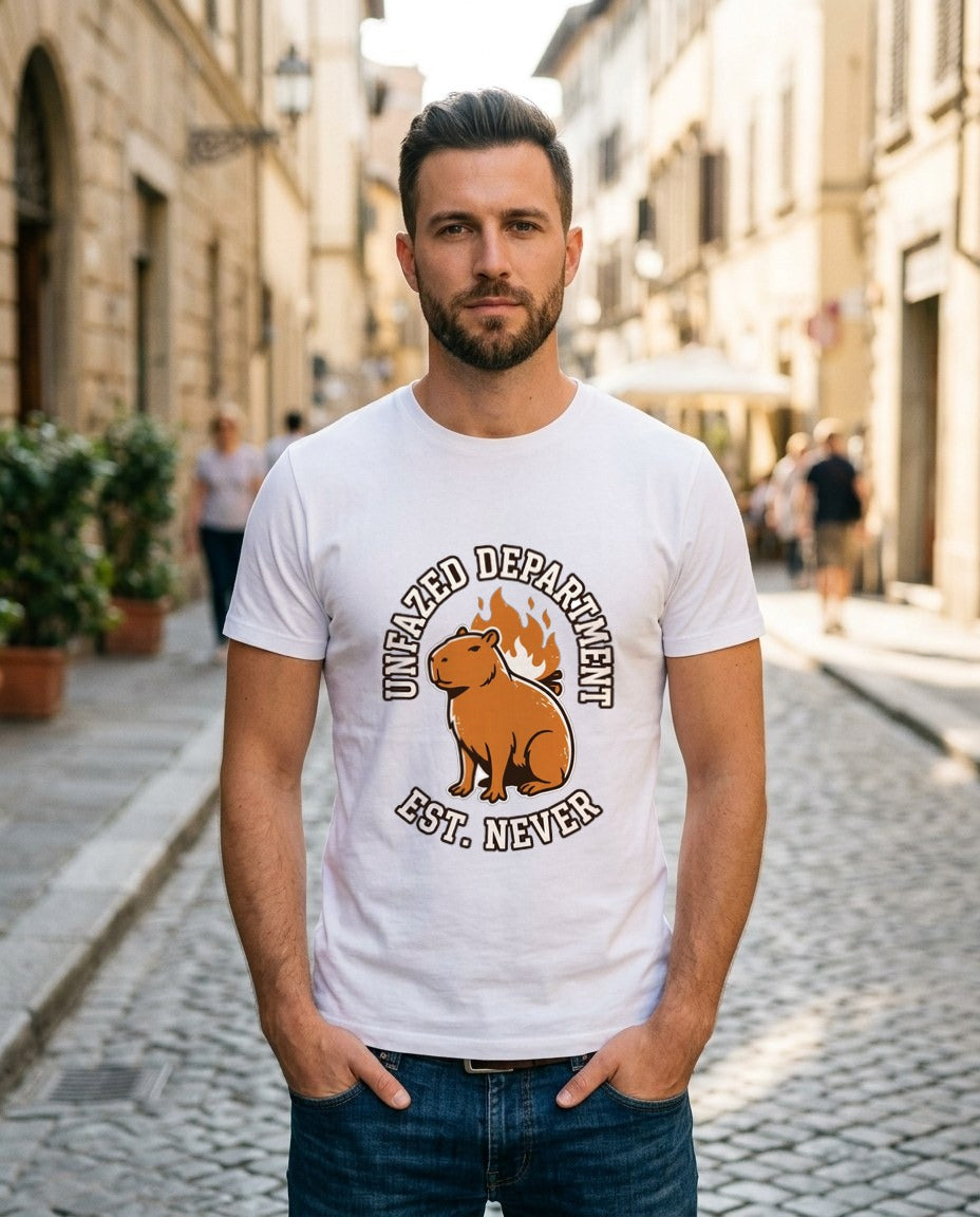 Unfazed Department Capybara Mascot — lifestyle photo