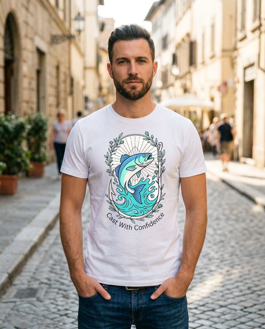 Cast With Confidence Floral Fishing Tee — lifestyle photo