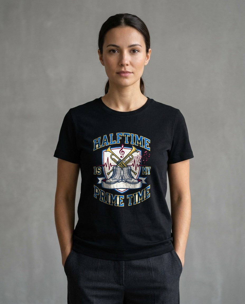 Halftime Is My Prime Time Marching Crest — lifestyle photo