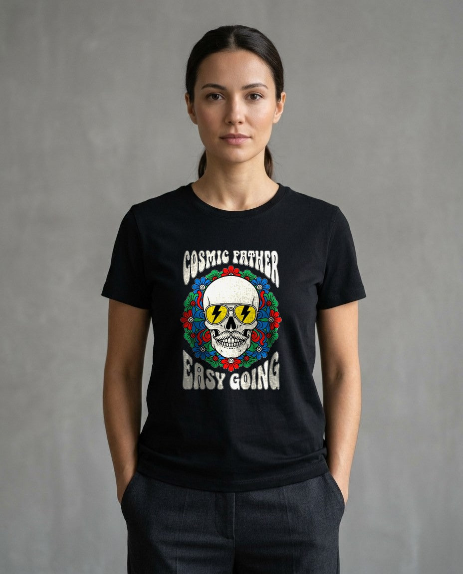 Cosmic Father Retro Skull Graphic — lifestyle photo
