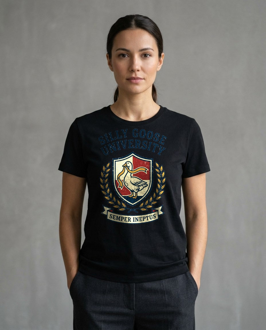 Silly Goose University Alumni Crest T-Shirt — lifestyle photo
