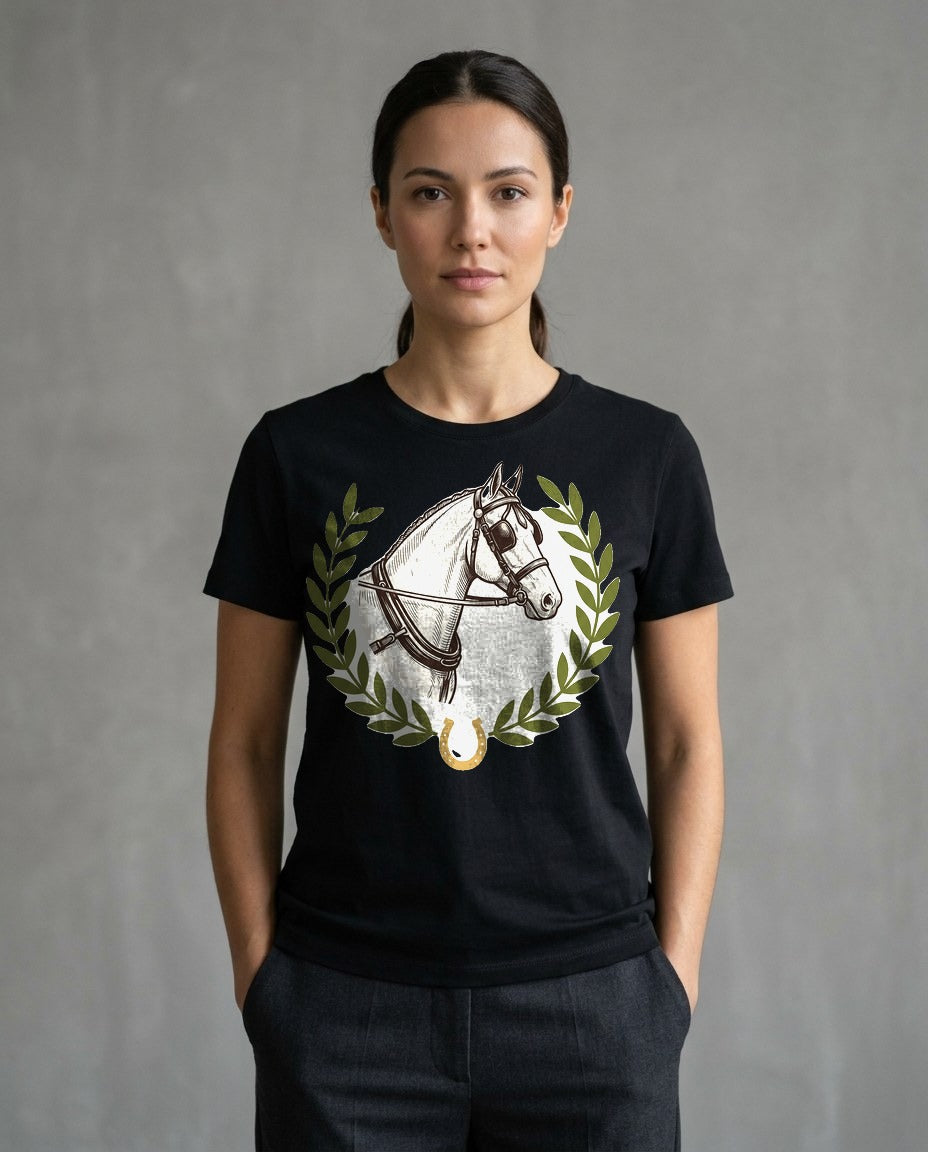 Heritage Equestrian Crest Graphic Tee — lifestyle photo