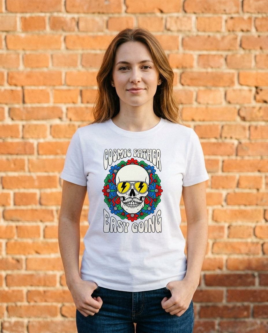 Cosmic Father Retro Skull Graphic — lifestyle photo
