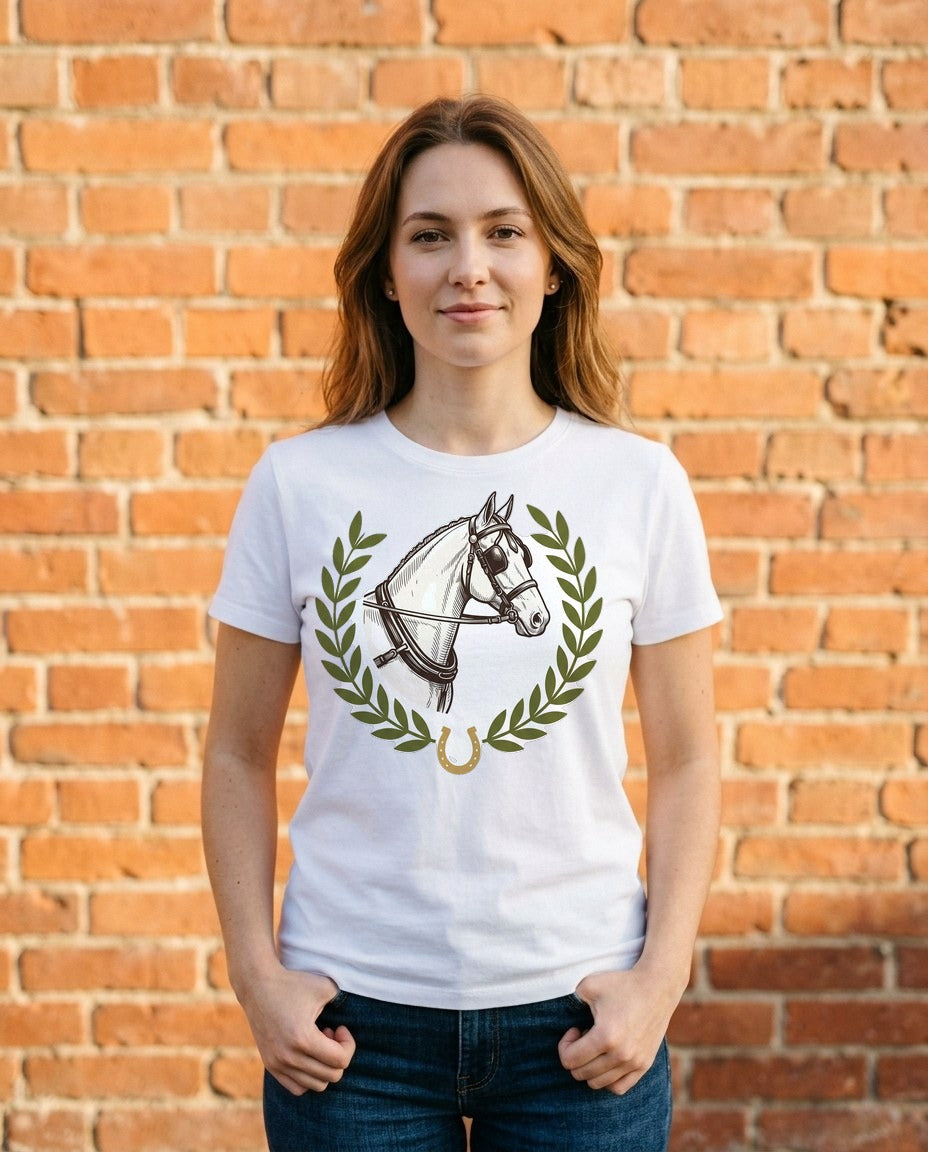 Heritage Equestrian Crest Graphic Tee — lifestyle photo