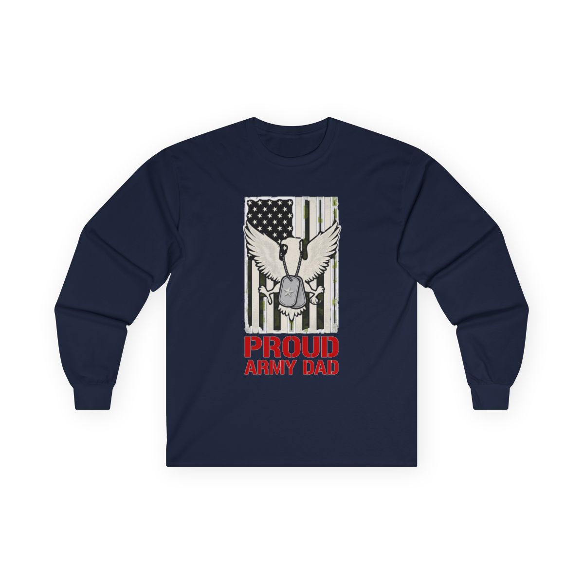 Proud Army Dad Dog Tags & Flag Long Sleeve — lifestyle photo