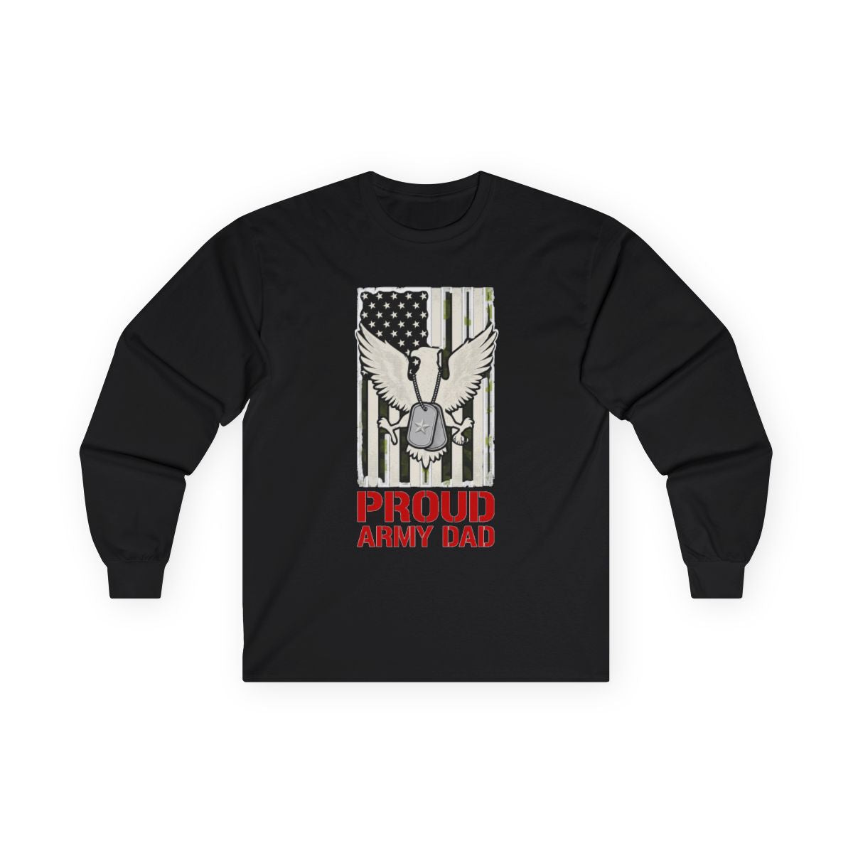 Proud Army Dad Dog Tags & Flag Long Sleeve — lifestyle photo