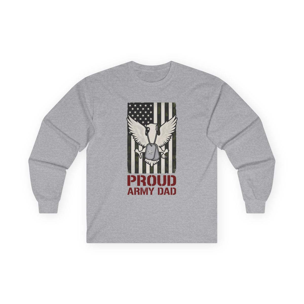 Proud Army Dad Dog Tags & Flag Long Sleeve — lifestyle photo