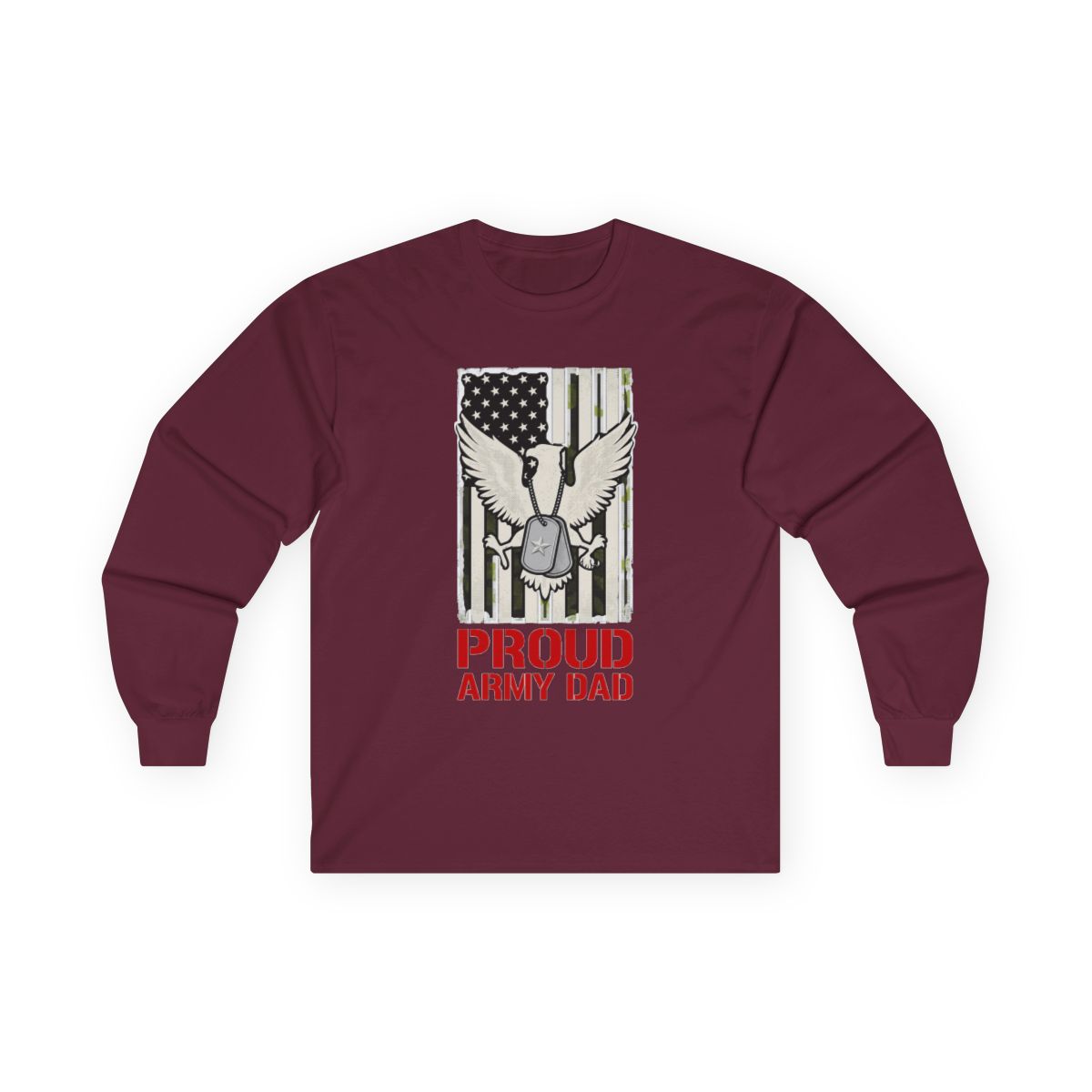 Proud Army Dad Dog Tags & Flag Long Sleeve — lifestyle photo