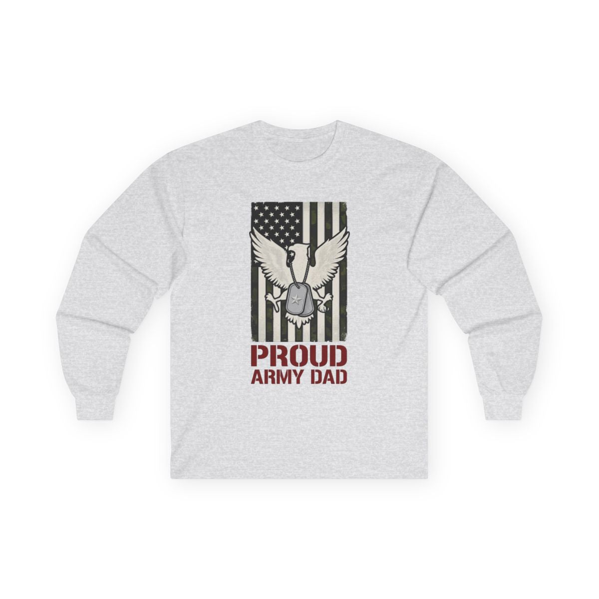 Proud Army Dad Dog Tags & Flag Long Sleeve — lifestyle photo