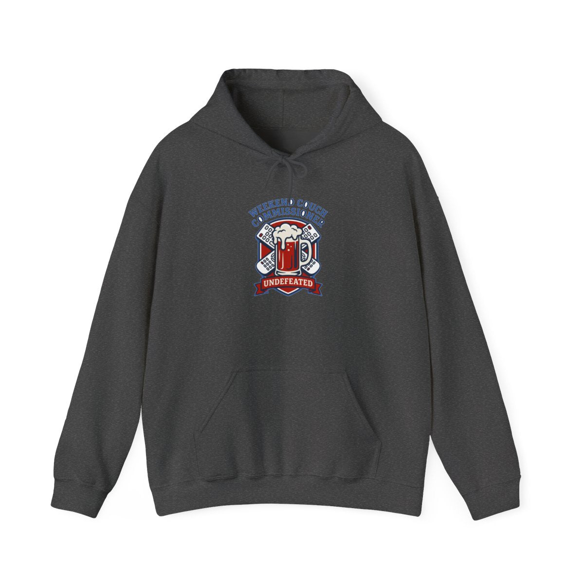 Weekend Couch Commissioner Crest Hoodie — lifestyle photo